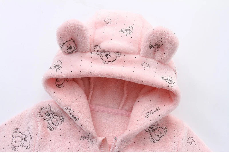 Newborn Baby Rompers Spring Autumn Warm Fleece Cute Infant Costume Kids Playsuit Jumpsuits Baby Clothes 0-1Y Outwear