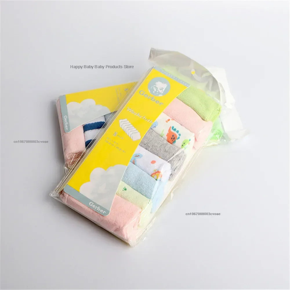 8Pcs Extra Soft Baby Bath Towels and Burp Cloths - 8.26x8.26inch