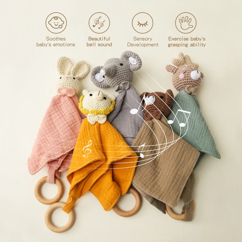 Baby Soothing Towels With Crochet Animal Toys