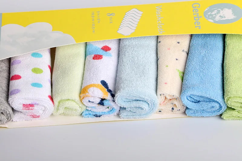 8Pcs Extra Soft Baby Bath Towels and Burp Cloths - 8.26x8.26inch