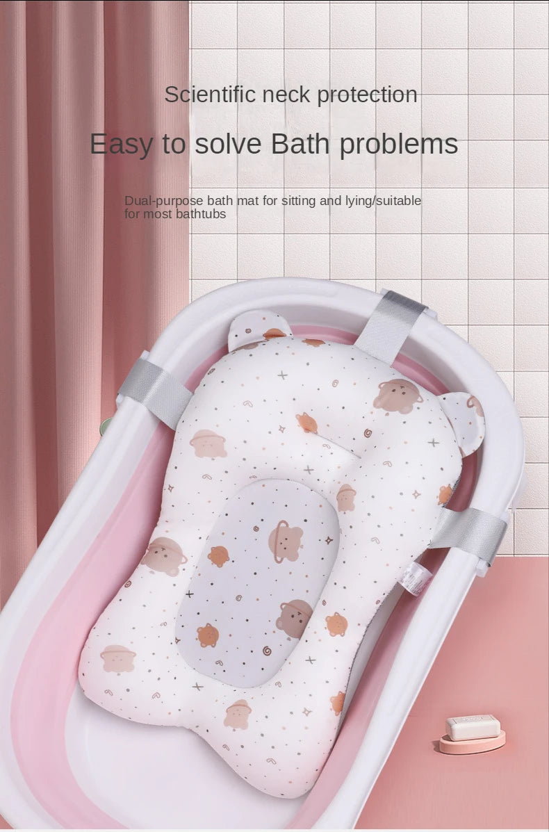 Baby Shower Bath Tub Pad, Non-Slip Newborn Bathtub Cushion Mat