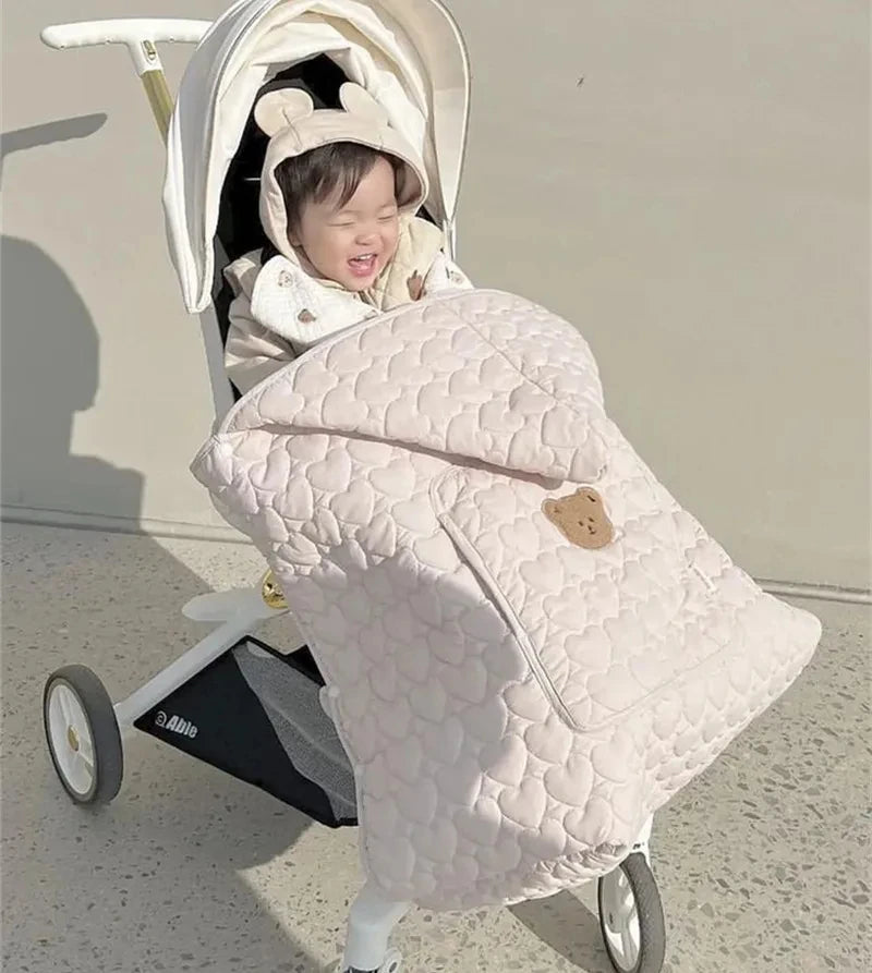 Cartoon Spring Autumn Baby Stroller Blanket Korean Thickened Warm Baby Quilt Baby Stroller Sleeping Bag Cute Kids Straps 2024