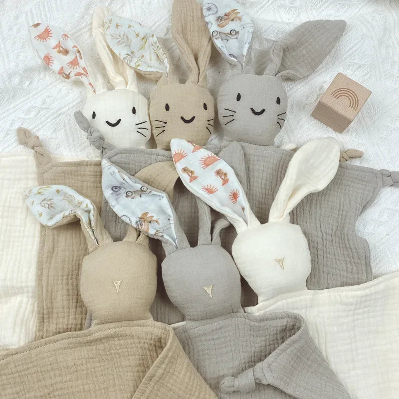 Soft Cotton Muslin Baby Security Blankets with Animal Toy