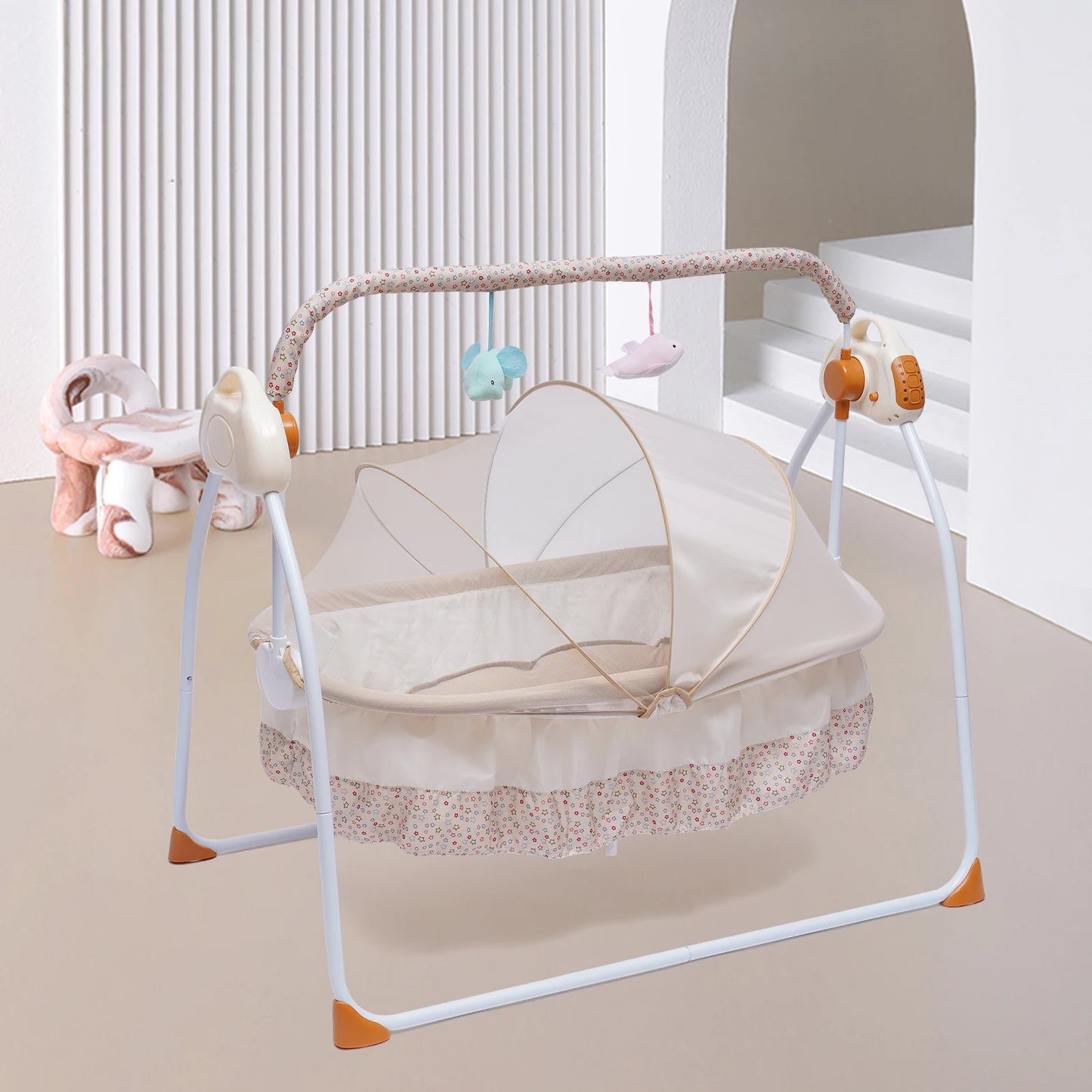 Automated Baby Swing (With Timer+Bluetooth Music+Mat+Pillow+Remote 5 Gears Adjustable)