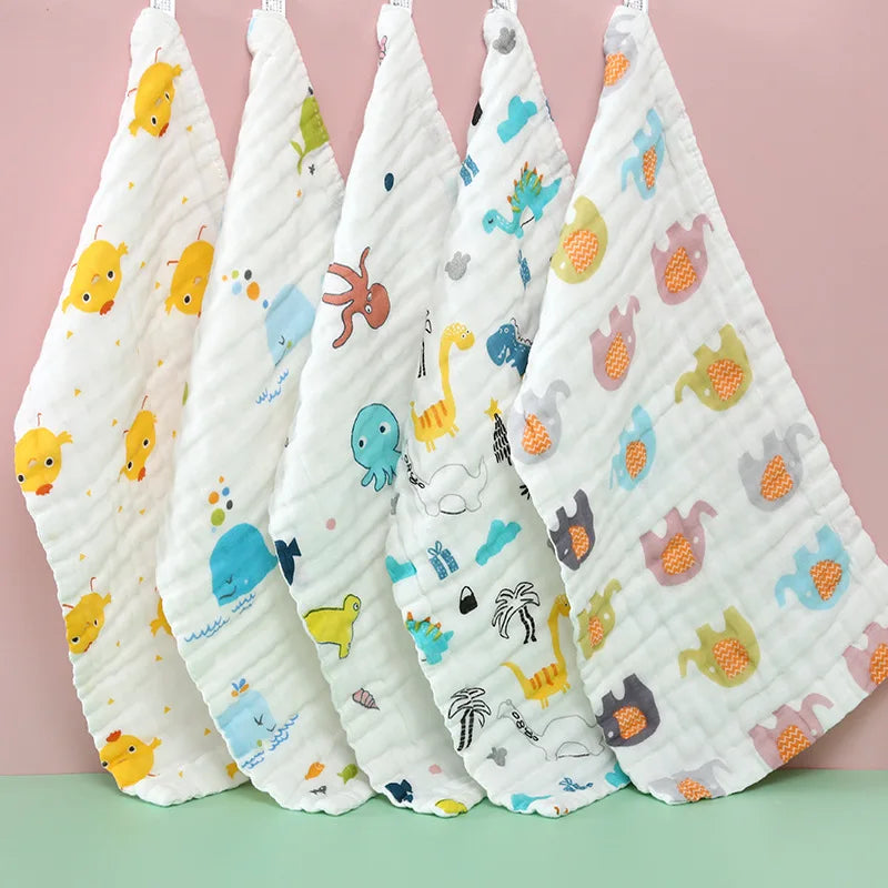 3Pcs Soft Baby Burp Towels, 6 Layer 100% Cotton Muslin Towels for Bathing and Feeding - 9.84x9.84inch