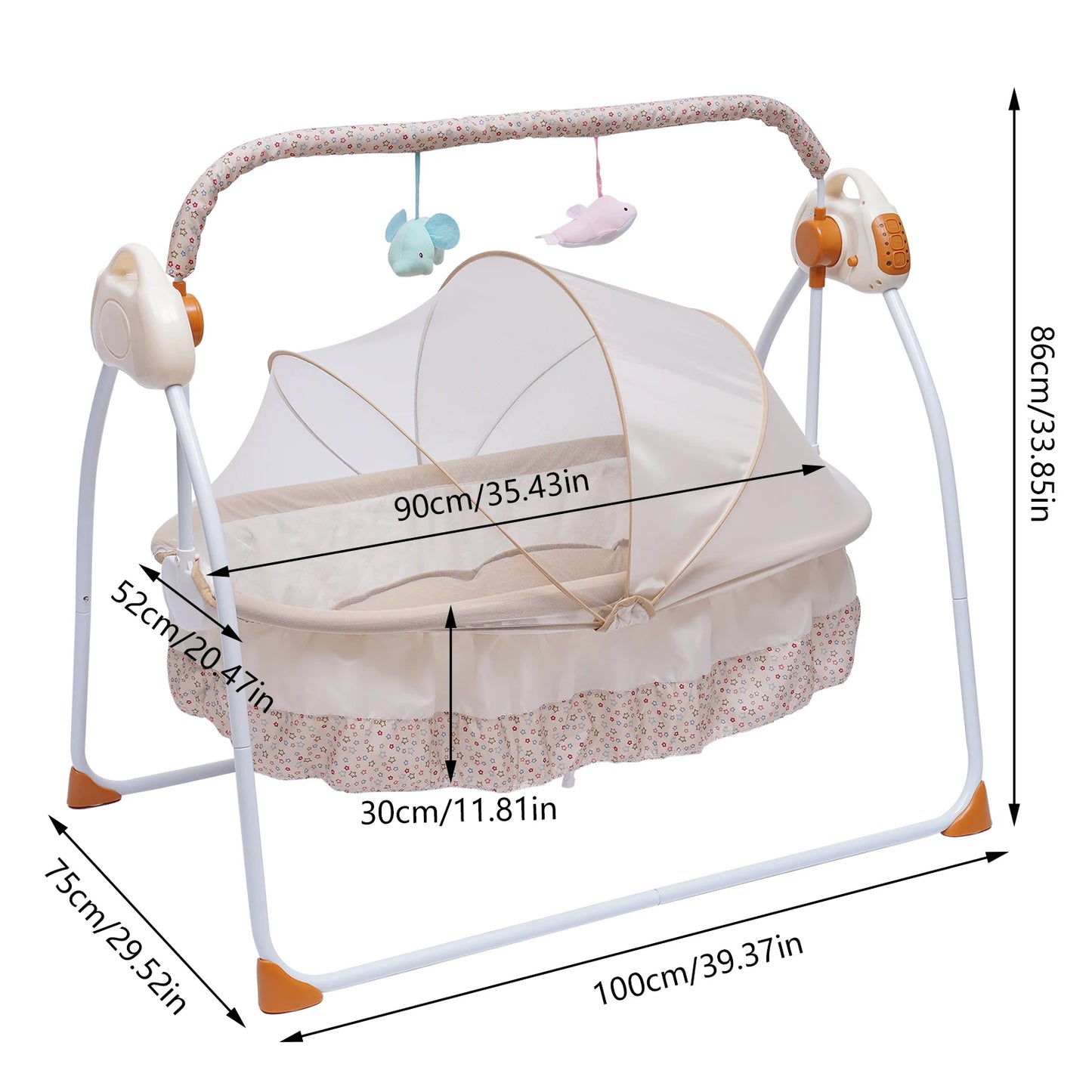 Automated Baby Swing (With Timer+Bluetooth Music+Mat+Pillow+Remote 5 Gears Adjustable)