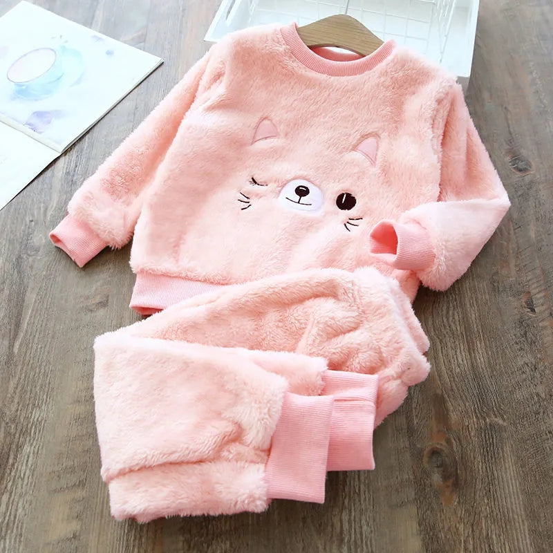 Children's Pajama Sets Bear Tops + Pants 2Pcs Kids Pajamas Winter Girl Clothing Sets 2 To 6Years Children Clothes Boys Sleepwear