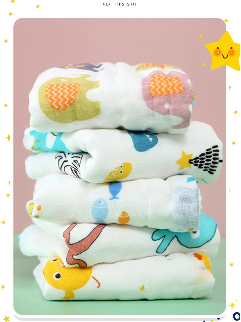 3Pcs Soft Baby Burp Towels, 6 Layer 100% Cotton Muslin Towels for Bathing and Feeding - 9.84x9.84inch