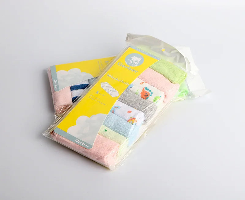 8Pcs Extra Soft Baby Bath Towels and Burp Cloths - 8.26x8.26inch