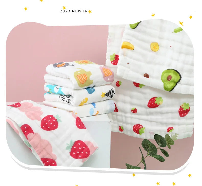 3Pcs Soft Baby Burp Towels, 6 Layer 100% Cotton Muslin Towels for Bathing and Feeding - 9.84x9.84inch