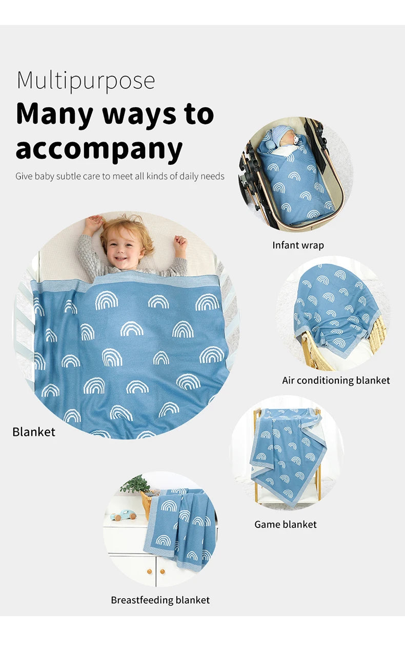 Knitted Cute Multipurpose Baby Receiving Swaddle Blankets