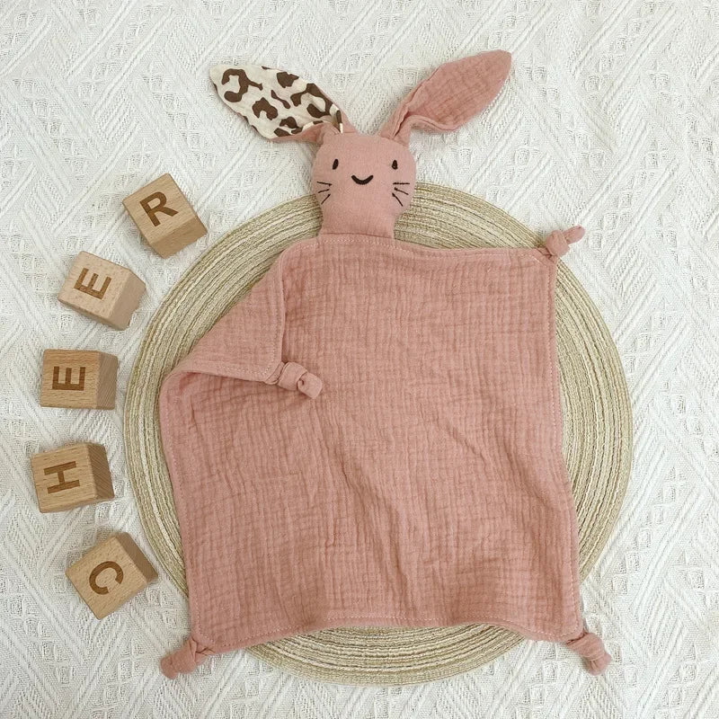 Soft Cotton Muslin Baby Security Blankets with Animal Toy