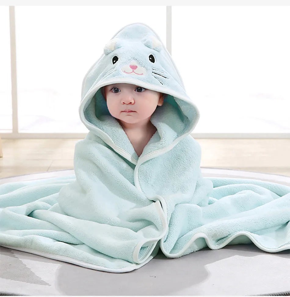 Thick Cotton Cartoon Hooded Bath Towel for Kids