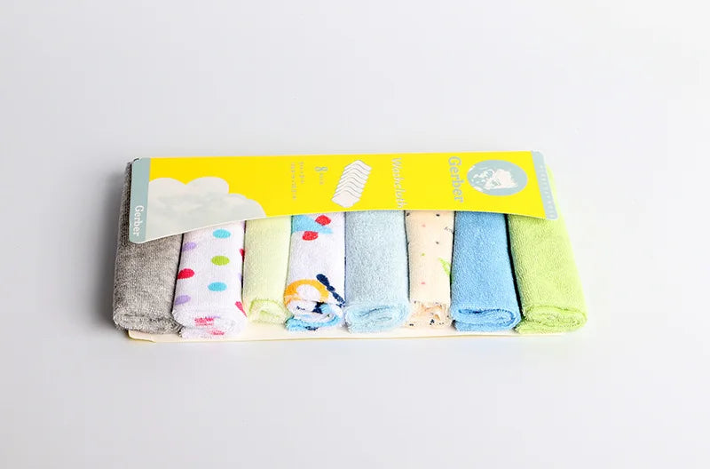 8Pcs Extra Soft Baby Bath Towels and Burp Cloths - 8.26x8.26inch