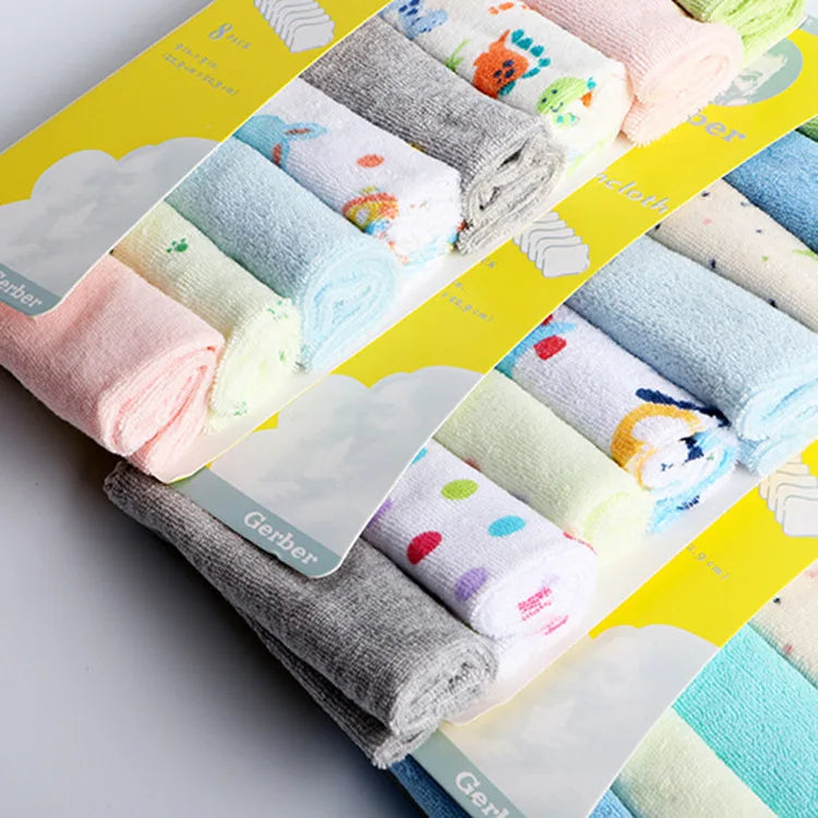 8Pcs Extra Soft Baby Bath Towels and Burp Cloths - 8.26x8.26inch