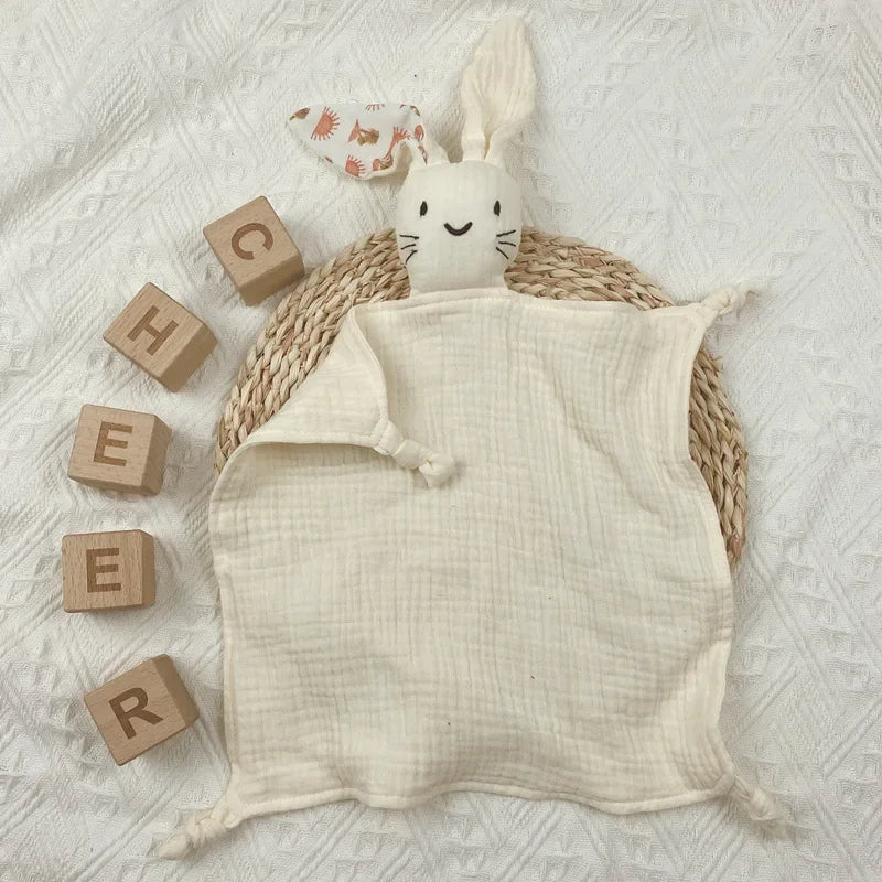 Soft Cotton Muslin Baby Security Blankets with Animal Toy