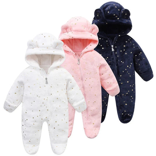 Newborn Baby Rompers Spring Autumn Warm Fleece Cute Infant Costume Kids Playsuit Jumpsuits Baby Clothes 0-1Y Outwear