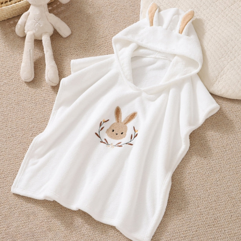 Baby Robe Cartoon Hoodies Rabbit Cloak, Kids Soft Bathrobe Pajamas