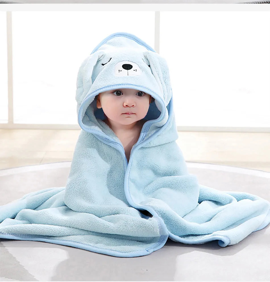 Thick Cotton Cartoon Hooded Bath Towel for Kids