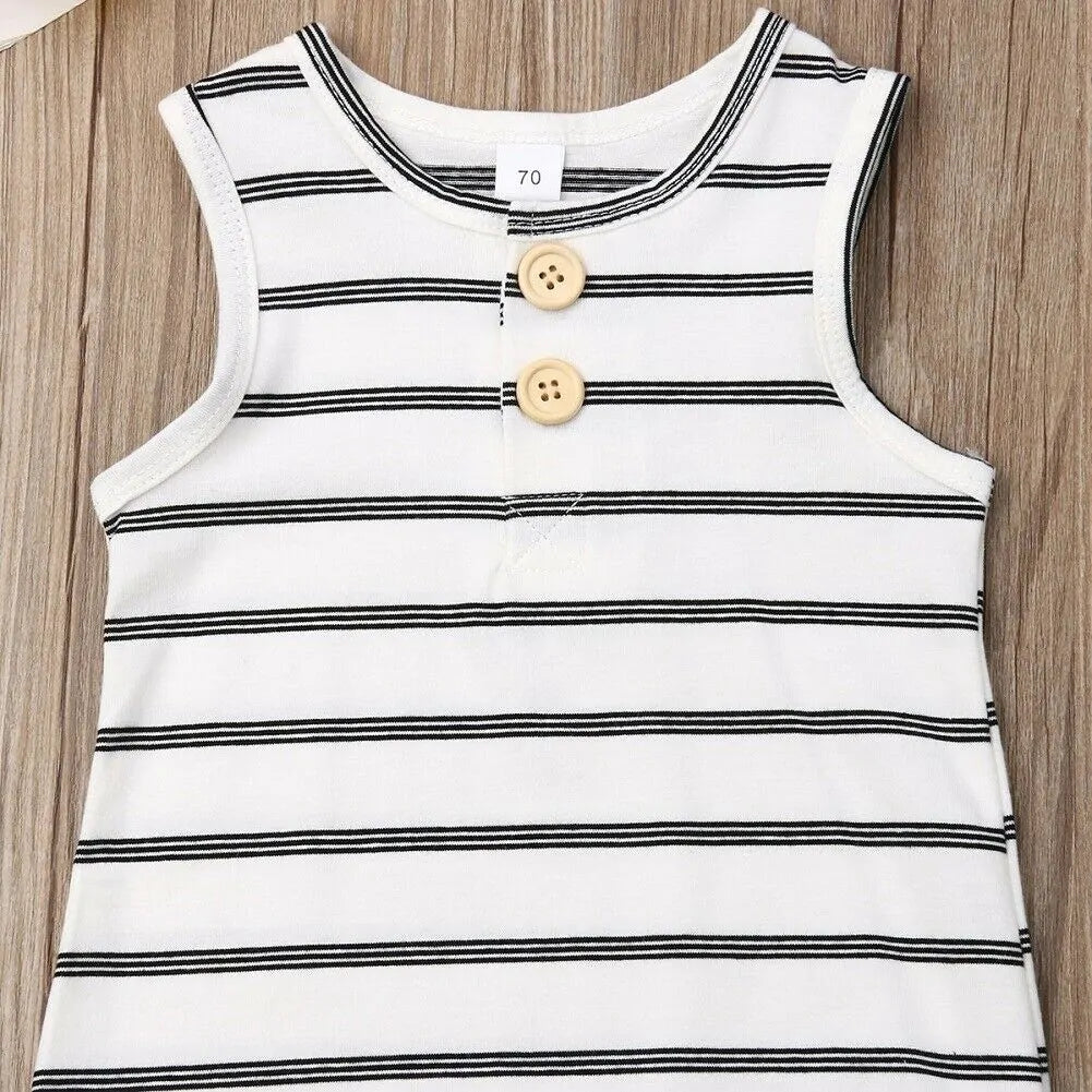 Cute Baby Striped Romper: Sleeveless Summer Outfit