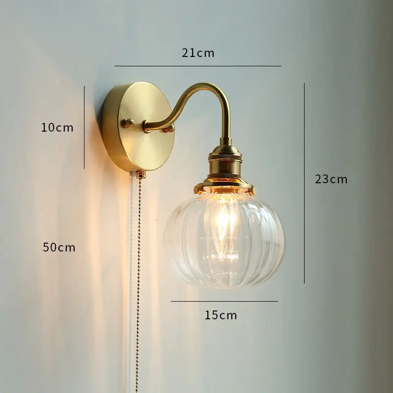 Nordic Style Glass Copper LED Wall Light