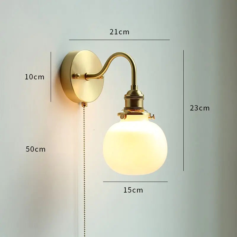 Nordic Style Glass Copper LED Wall Light