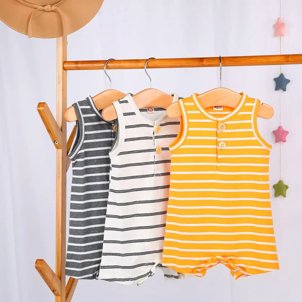 Cute Baby Striped Romper: Sleeveless Summer Outfit