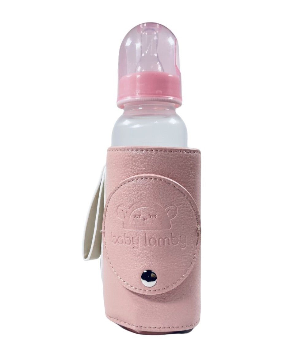 Baby Lamby Portable Travel Pink Bottle Warmer with USB Connector